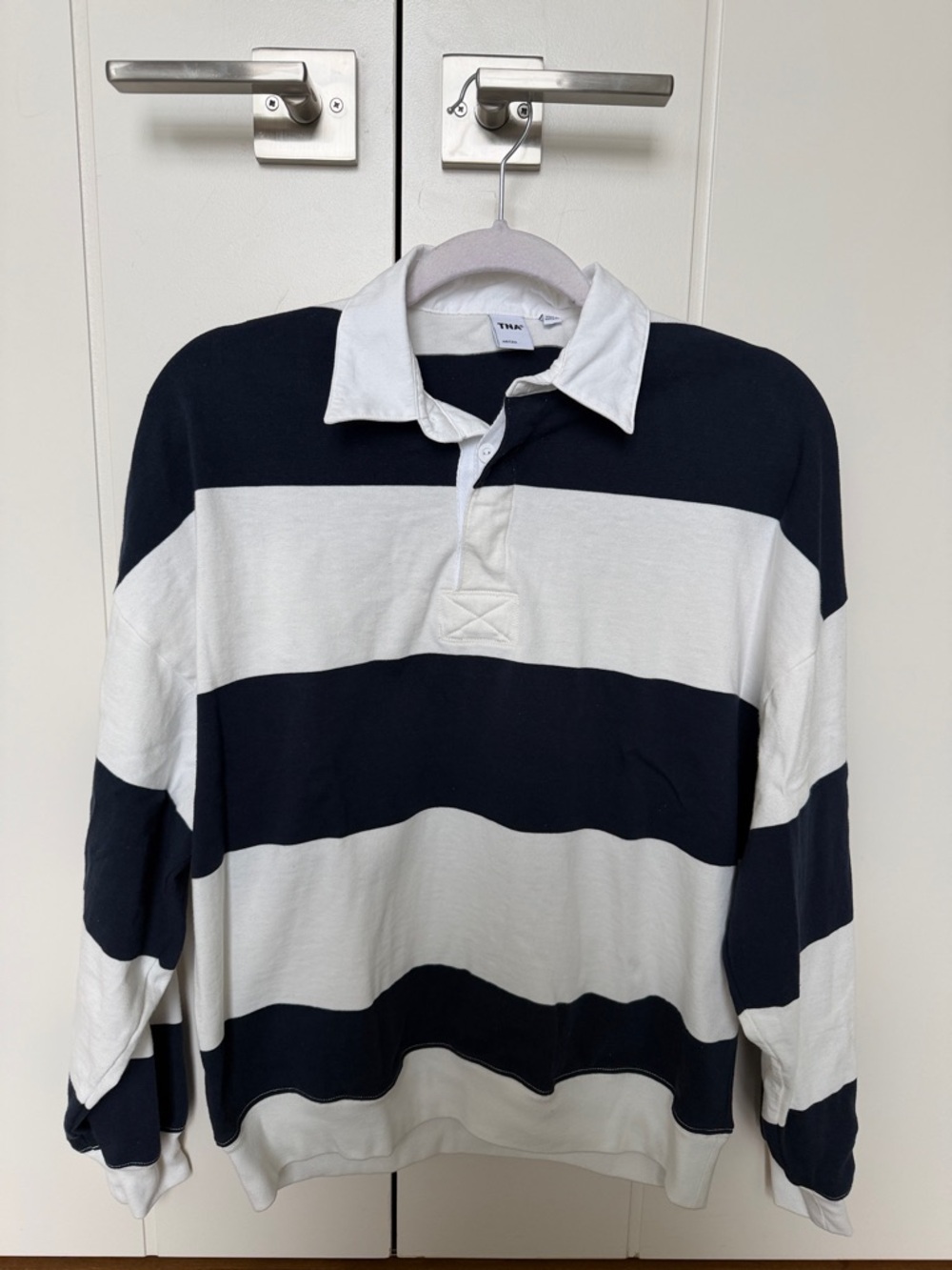 Aritzia Navy & White Striped Rugby Pullover
